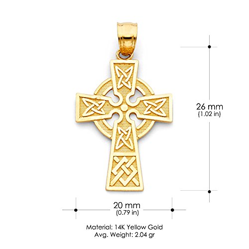 14K Yellow Gold Celtic Cross Pendant with 1.2mm Singapore Chain Chain Necklace3