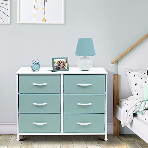 Sorbus-Dresser-with-6-Drawers-Furniture-Storage-Tower-Unit-for-Bedroom-Hallway-Closet-Office-Organization-Steel-Frame-Wood-Top-Easy-Pull-Fabric-Bins-6-Drawer-Pastel-Aqua 41Gf0zlkI9S