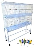Extra Large 38"x11"x15"H Stackable Breeder Bird Flight Triple Cage Side Breeding Nest Box Door Double Removable Center Dividers with Removable Rolling Stand