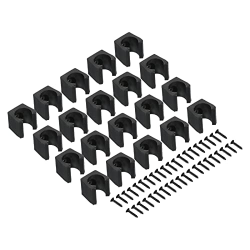 PATIKIL 14mm Dia Billiards Cue Locating Clip Holder, 20 Pack Plastic Snooker Clip for Fishing Rod Pool Cue Rack Storage Black