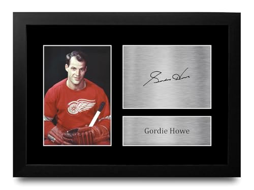 Gordie Howe Detroit Red Wings cadeau idéal pour fan de hockey avec cadre A4 signé