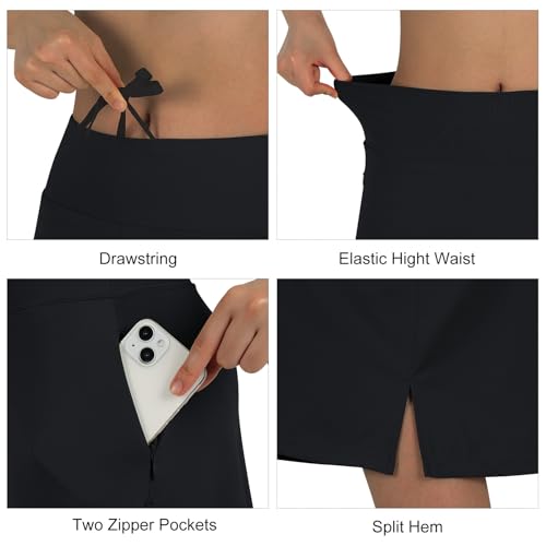 beroy Women 28" Long Skorts for Woman with 2 Pockets Modest Skirt with Shorts Underneath High Waisted Long Skorts4