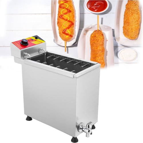ZHJOPP Freidora eléctrica Comercial,freidora de Perrito Caliente de Queso y maíz,freidora de Gran Capacidad 25L,Temperatura Ajustable de 60-200 °C,Utilizada en la Calle de bocadillos ()