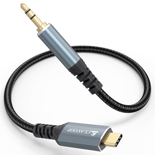 USB C to Aux Cable 1 ft/30.5cm, Short USBC to 3.5mm Audio Aux Cord, Type C to Auxiliary 1/8 Jack Adapter Male to Male for Car Stereo, iPhone 16 15 Pro Max Plus, Galaxy S24 S23, Tablet, Amplifier