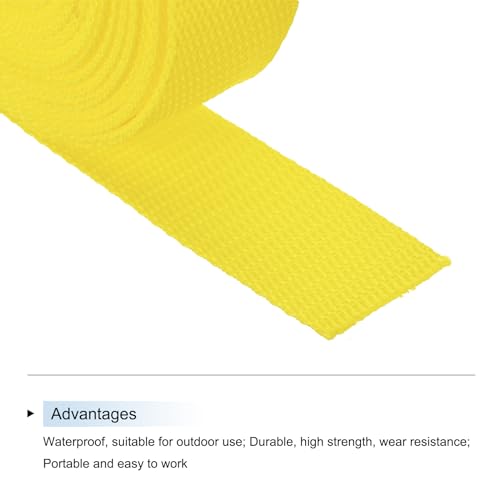 Image of MECCANIXITY Lightweight Polypropylene Webbing Strap 1 1 /4 inch 10 Yard Backpack Strapping Band Lemon Yellow for Outdoor Luggage Cargo Straps