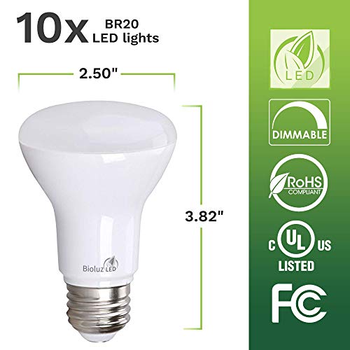Bioluz Led 10 Pack 90 Cri R20 Br20 Led Bulb 3000K Bright Soft White 6W = 50 Watt Replacement 540 Lumen Indoor/Outdoor Ul Listed Cec Title 20 Compliant Pack Of 10 #TOP1