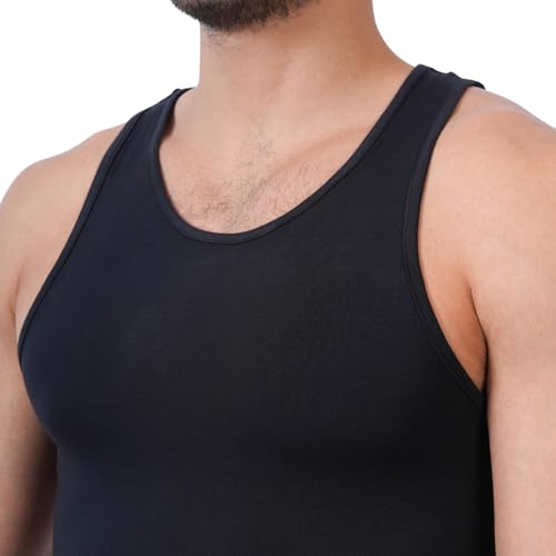 Image of Bonjour Bamboo Vest for Men - Sleeveless Round Neck Odour-Free Innerwear | Super Soft, Breathable