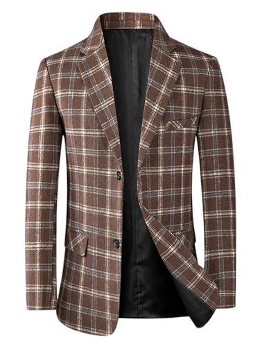 Lars Amadeus Plaid Blazers for Men's Color Block Business Checked Patterned Sports Coat