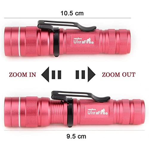 Ultrafire Small Tactical Led Flashlight With Aa Battery, 300 Lumens 3 Modes Adjustable Focus Bright Mini Edc Flashlight For Kids Camping Outdoor, J3 (Pink) #TOP3