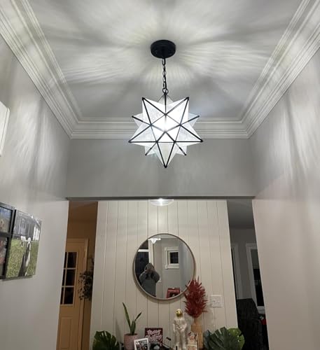 Image of CLAXY Modern Moravian Star Pendant Light Seeded Large Glass Hanging Lights