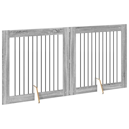 vidaXL Laufstall für Hunde, manuell, 2 Stück, Sonoma- Grau, 100 x 100 cm, tragbar, minimalistisch, zusammenklappbar, zusammenklappbar, für Haustiere-8