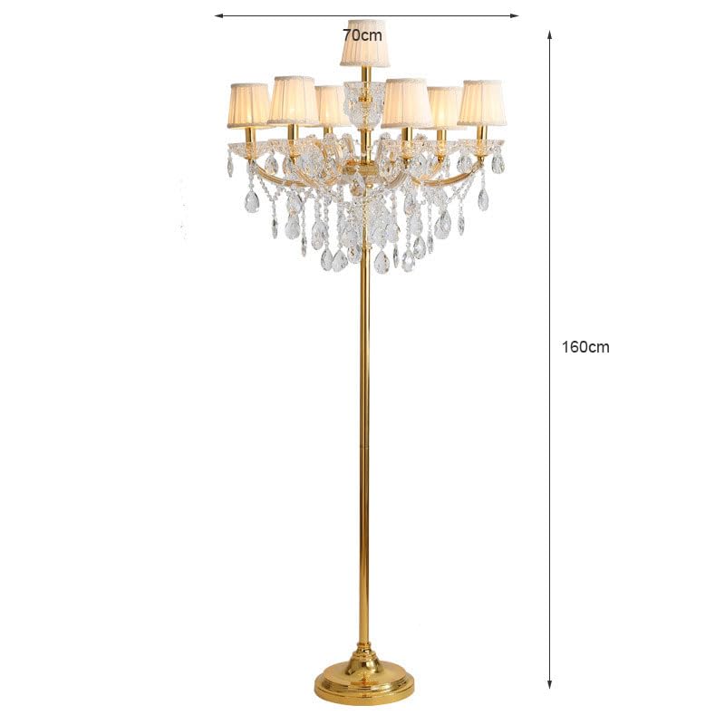 Europejska kryształowa lampa podłogowa, 7 świateł lampa stojąca w gospodarstwie, elegancka kryształowa lampa podłogowa do biura, czytelni, sypialni