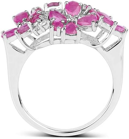 3.51 Carat Genuine Ruby and White Zircon .925 Sterling Silver Ring