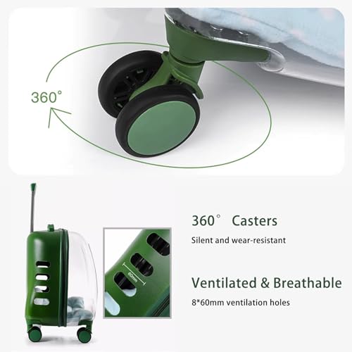 Valise à roulettes pour animaux de compagnie transparent vert sac à dos 10kg - 4