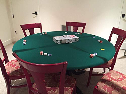 Fitted Round Elastic Edge Solid Green Felt Table Cover for Poker Puzzles Board Games Fits 36 Inch to 48 Inch Round Table and 36 Inch Square Tables