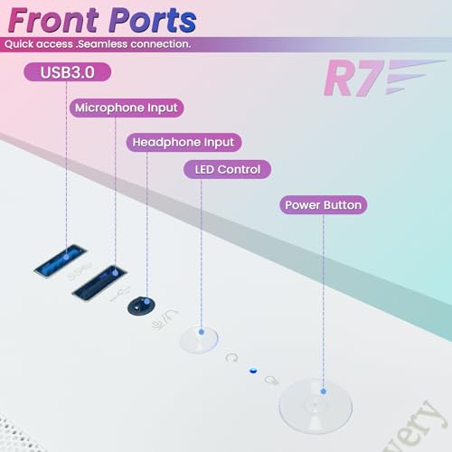 Image of LXZ Gaming PC Desktop Computer, AMD Ryzen 7 5700G, 16GB DDR4, 1TB NVME SSD, Prebuilt Tower PC with Integrated Graphics, WiFi, RGB Cooling Fans, for Home Office and Student, White Tempered Glass Case