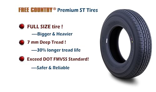 5 Premium FREE COUNTRY Trailer Tire ST225/75R15 Radial 10PR Load Range E w/Scuff Guard