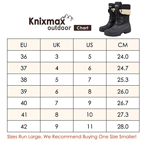 Knixmax Outdoor Women's Snow Boots Waterproof Warm Winter Boots Insulation Fashion Anti-Slip Ladies Boots Black 6 #TOP4