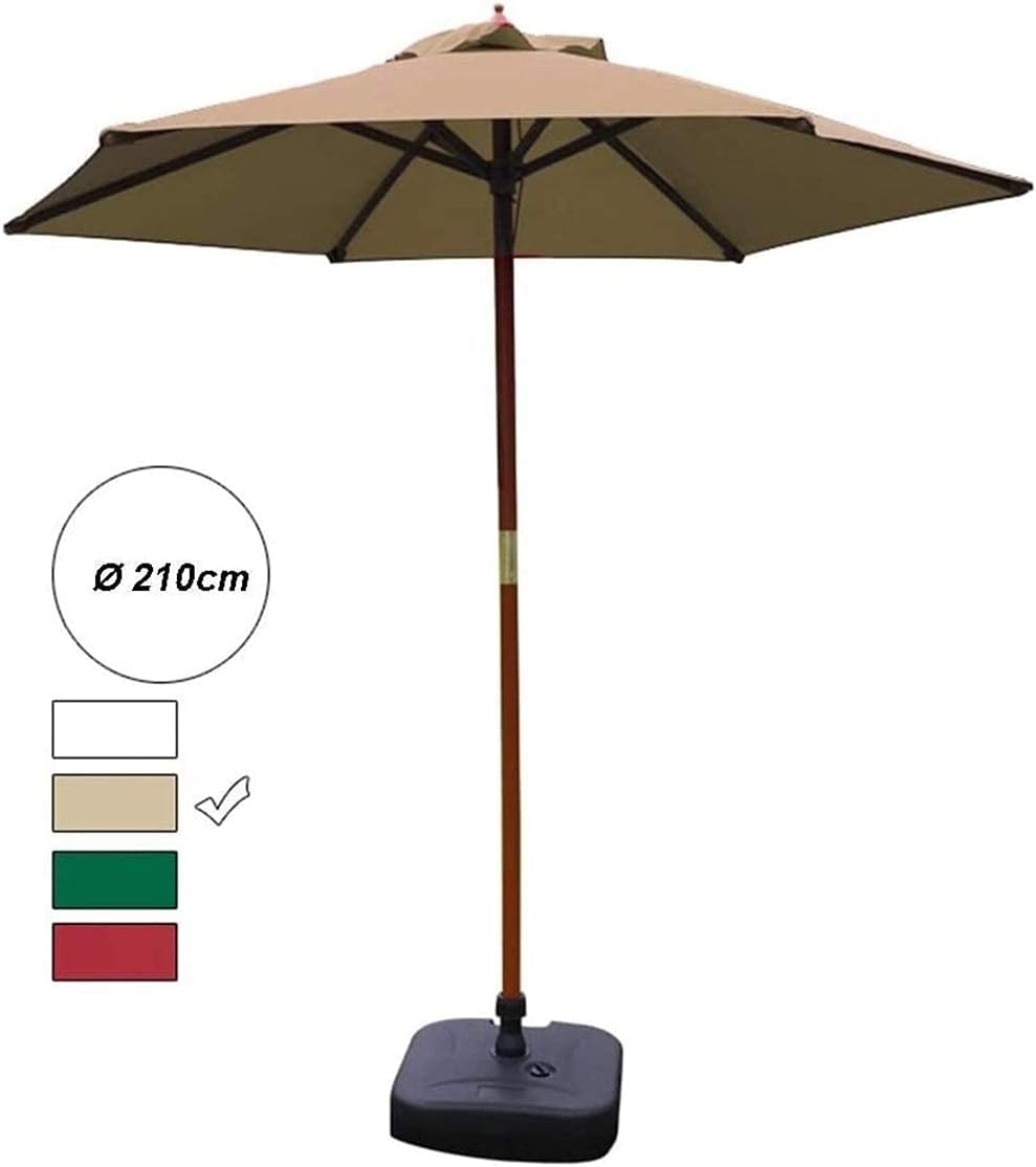 Aluminum Parasol,Sun Parasol Umbrella Garden Parasols 7ft Patio Umbrella Outdoor Garden Table Umbrella, Yard g Pool Umbrella with Solid Wood Bracket (Khaki) Good