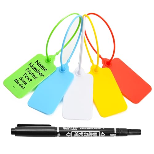 100 Blank Plastic Tags for Labeling Waterproof Hanging Labels Writable