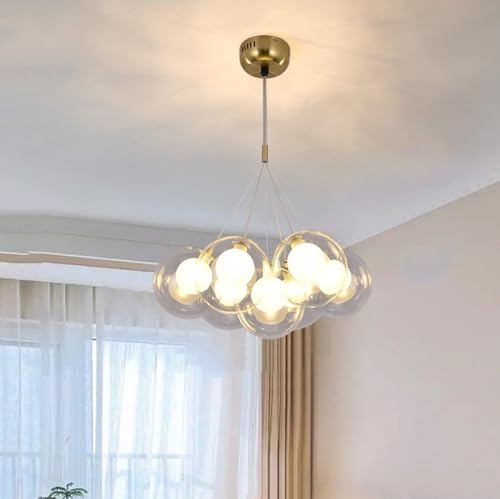 Chandelier globe en verre à 13 lumières pour plafond design du salon
