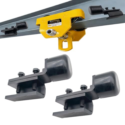 Beam Trolley Assembly Positioning for I-Beam | Electric Hoist Manual Trolley Limit | Trolley Limit Hardware for I-Beam. Thick Carbon Steel, Large Rubber Buffer Pad(2Pcs)