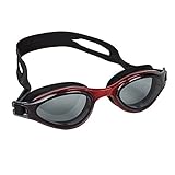 Splaqua Swim Goggles for Men and Women - Adjustable Straps, Silicone Eye Seal, UV Protection and Anti Fog Lenses Swimming Goggle - Red and Black