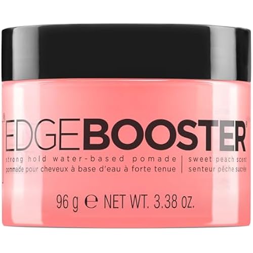 Style Factor Edge Booster Strong Hold Water-Based Pomade | Formulated with Argan Oil for Moisture & High Shine | Long Lasting Edge Control Gel | Sweet Peach, 3.38 oz