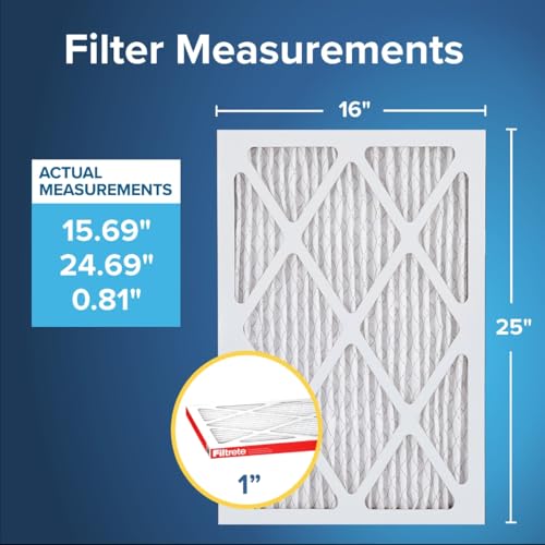 Image of Filtrete 16x25x1 AC Furnace Air Filter, MERV 11, MPR 1000, Micro Allergen Defense, 3-Month Pleated 1-Inch Electrostatic Air Cleaning Filter, 4 Pack (Actual Size 15.69 x 24.69 x 0.81 in)