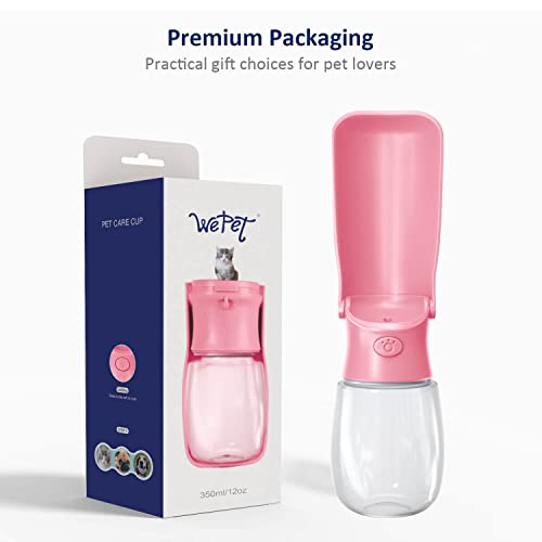 Image of WePet Foldable Portable Dog Water Bottle Puppy Water Dispenser with Drinking Feeder, 12 OZ, High-Temperature Resistant Leak Proof for Pets Outdoor Walking, Hiking, Travel, Food Grade Plastic BPA Free