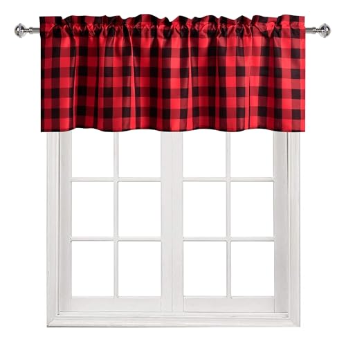 Cenefa de cortinas de cocina a cuadros para dar un toque rústico y acogedor a tus ventanas 3