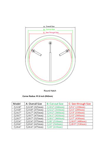 Galamarine Deck Hatch/Marine Hatch Porthole - Anodized Aluminum Round Hatch With Tempered Glass For Boat/Yacht/Nautical/Rv (⍉18.7") #TOP7
