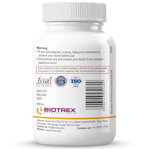 Image of Biotrex Nutraceuticals Vitamin B6 (Pyridoxine Hydrochloride) Supplement | 60 Veg Capsules