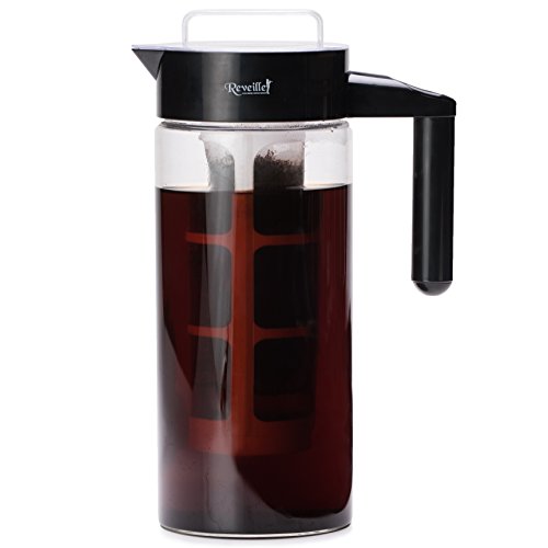 Cold Brew Coffee Maker by Reveille - Iced Coffee Maker Produces 1300ml (5+Cups), Premium Borosilicate Glass Container with Easy to Use Filtration System and Unique Lid Design to Keep Cold Brew Fresh