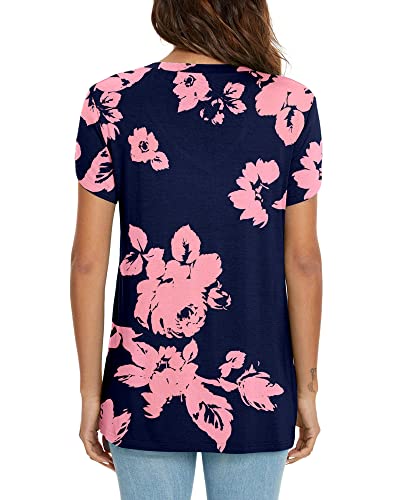 Kuotai V Neck T Shirts For Women Casual Summer Short Sleeve Tops(Rose Silhouette, Small) #TOP3