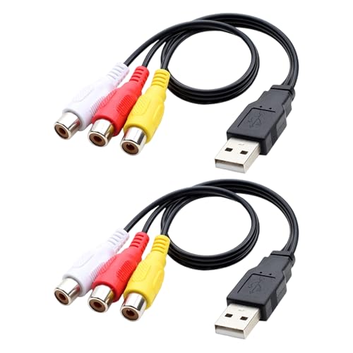 Tsophreniq Cables adaptadores compuestos AV Cortos USB Macho a 3RCA de 0, 25 m para transmisión de señales de vídeo y Sonido Televisores Conexión de Cable Compuesto AV USB