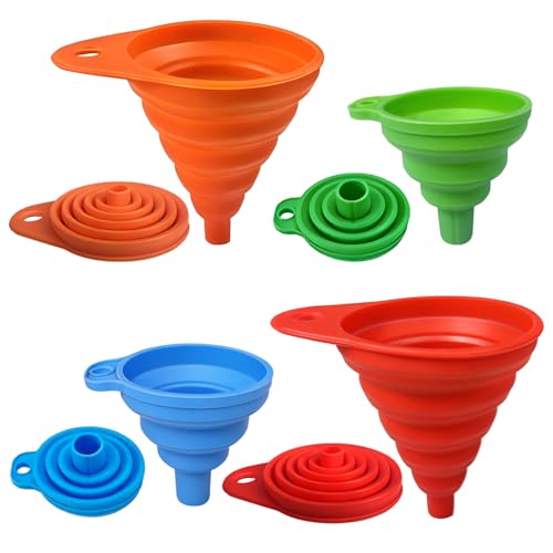 4-Pack Kitchen Funnel Set, Small and Large, Upgraded Kitchen Gadgets