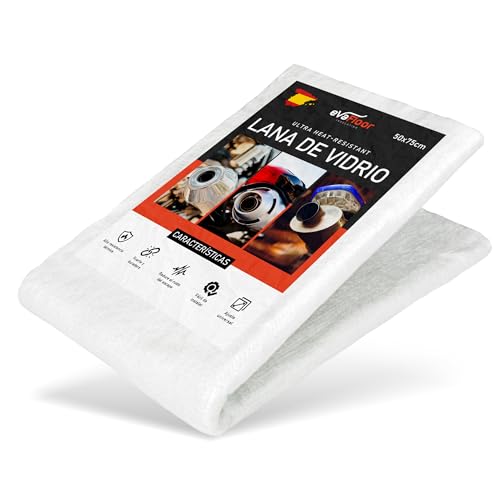 EVAFLOOR® Fibra Lana de Vidrio 50x75 cm - 8mm Grosor | Resistente hasta 800 °C | Reduce Ruido Escape | Fácil Instalación | Apto Enduro, Quad y Scooter