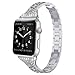 Produktbild PENXZT Armbänder Kompatibel Mit Apple Watch SE Serie 7/6/5/4/3/2/1 Edelstahl Metall Armband Strass Glitzer Handgelenk Ersatzarmband,Silber,42/44/45mm