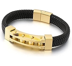 Amazon.com: Men Bracelet Black, Leather Bracelets Son