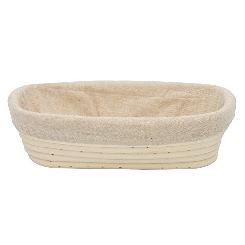BetterJonny 9 inch Rectangle Banneton Bread Proofing Basket, Artisan Bread Dough Proofing Rattan Basket +Liner Combo for Professional and Home Bakers