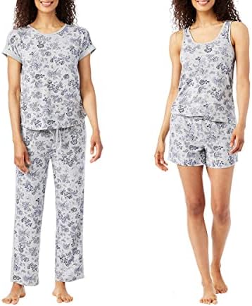 Lucky Brand Womens 4 Piece Pajama Set,Mini Denim Floral,3X image 5