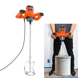 Handheld-tragbarer Paddelmischer, 6-Geschwindigkeits-justierb... elektrischer Mischer für Beton Zement Mörtel Grouting Slurry Mörtel Paddel Mixer, Orange