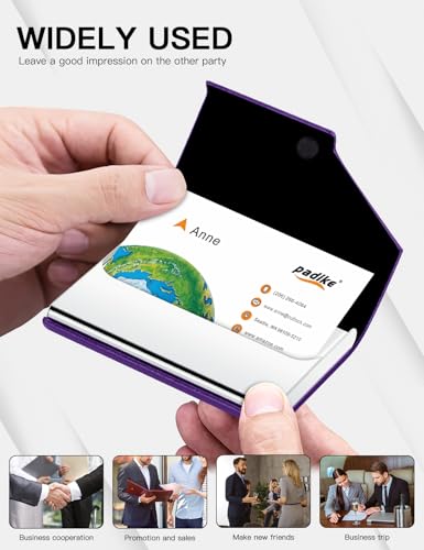 image for Padike Business Card Holder, Upgraded Leather Business Card Case Pocke