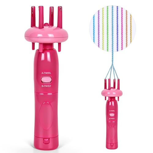 VIBERAY Cord Maker Fringe Twister Tool Needlepoint Cording Handheld Tassel Maker Tool for Fast DIY Crafts & Home Decor Craft Yarn Making Twister for Beginners and Knitting Enthusiast (Pink)