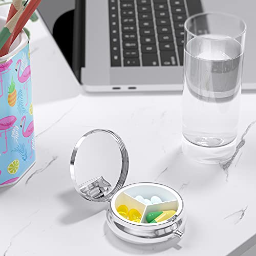 Nipichsha Pill Box, Small Pill Case For Purse & Pocket, Cute Medicine Organizer Travel Pillbox, Portable Pill Container Holder To Hold Vitamins, Medication, Fish Oil And Supplements, Pink Marble #TOP6