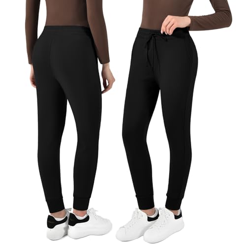 Walifrey Fleece Lined Joggers for Women with Pocket Brown XS - image 2