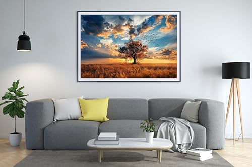 Image of Moohue DIY Counted Stamped Cross Stitch Kits for Adults 14 Count Cross Stitch Patterns Trees Printed Cross Stitch Kits for Adults (Beautiful Tree)