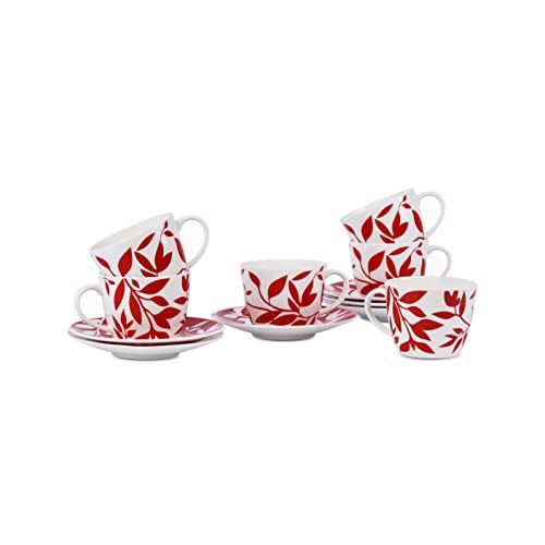 Image of Dandy Lines Royal Cups /Saucers, 200ml, Multicolor Coffee Cups & Mugs Ideal for Women /Men, Bone China, Pack of 12, Microwave & Dishwasher Safe, Great for Home Use & Gifting
