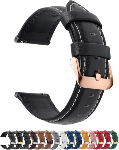 Image of Fullmosa Watch Band, Quick Release Leather Watch Strap Compatible with Samsung Galaxy Garmin for Men Women, Replacement Bands Width 12mm 14mm 16mm 18mm 19mm 20mm 21mm 22mm 24mm